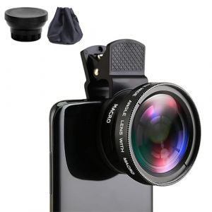Kit D'objectifs pour Smartphone 2 en 1, Objectif Grand Angle 0,45x et Macro 12,5X,Lentille Grand Angle Téléphone, Compatible avec iPhone, Android, Samsung Galaxy, Autres Téléphones et Tablettes (MengSiKeXin, neuf)