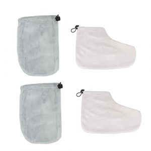 NIYANGLE Lot De 2 Set De Paires De Couvre-pieds En Cire Et Mitaines En Coton Isolant, Taille Unique, Maintien Chaleur, Pour Thérapie à La Paraffine, Usage Maison Et Spa (Telinei, neuf)