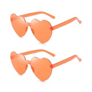 FUGLUS 2 pi&egrave;ces Lunettes de Soleil en Forme de Coeur, Lunettes Parti de Soleil Hippie Lunettes de Soleil Transparentes Multicolores en Forme de C&oelig;ur sans Monture pour &eacute;t&eacute; Party Cosplay de F&ecirc;te No&euml;l (BOOKING PRICELESS, neuf)