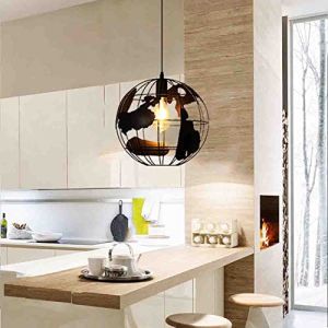Plafonnier Industriel Luminaire E27 Creative Lustre Lampe Suspension Design de Forme de Terre Vintage Lampe de Plafond Cage globe créatif pendentif Enfants Chambre salle à manger restaurant salon (xindaxin, neuf)