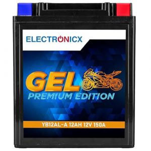 Electronicx, GEL, batterie moto YB12AL-A 12V 12Ah 150A batterie de d&eacute;marrage sans entretien &eacute;tanche haute performance scooter, quad moto &ndash; compacte, r&eacute;sistante aux vibrations &ndash; batterie Powersport. (Electronicx, neuf)