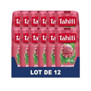 TAHITI - Gel Douche Tahiti Parfum Rose Exotique - Formule à Base d'Ingrédients d'Origine Naturelle - Lot de 12 x 250 ml (Conseil & Négoce Européen, neuf)