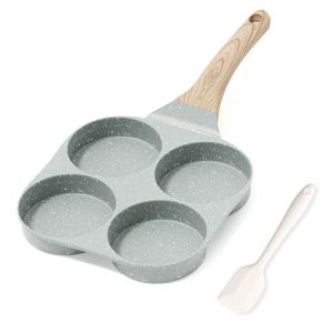 RIOVARM Antiadhésif Poêle à omelette Induction Poêle à oeufs Granit Petite poêle à frire sans PFOA Ronde 4 trous Poêle à œufs pour le petit déjeuner Poêle à crêpes Poêle de camping (TAIMEI20, neuf)