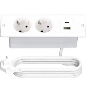 SKIKHN Prise Encastrable Plan de Travail, Prise Encastrable de Table avec USB A + USB C, Prise USB Encastrable, Bloc Prise Encastrable, Prise Plan de Travail, Multiprise pour Meuble ou Plan de Travail (ENSHISHISHUBAODIANZISHANGWUYOUXIANGONGSI, neuf)
