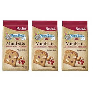 3 x Mulino Bianco Mini Graisses Biscottate con farina intégrale, mirtilli rossi, mandorle e semi di girasole biscottes avec farine complète, canneberges, amandes et graines de tournesol 90 g (Italiaen Gourmet UK Ltd, neuf)