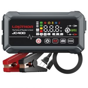 LOKITHOR JC400 Chargeur de Batterie et Booster 12V 2500A, D&eacute;marreur Portable pour V&eacute;hicules Jusqu&rsquo;&agrave; 8.5L Essence et 6.5L Diesel, Mainteneur de Batterie 6V/12V avec Charge Lente et D&eacute;sulfatation (Lokithor Store, neuf)