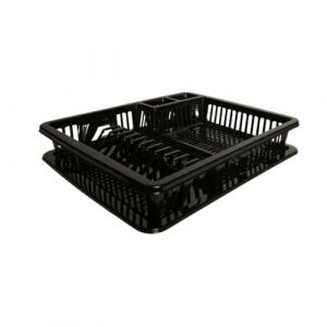 Punkto. &Eacute;gouttoir &agrave; vaisselle Elite &ndash; 3 couleurs &ndash; 46x38x9 cm &ndash; R&eacute;sistant au lave-vaisselle &ndash; Sans BPA &ndash; Porte-vaisselle en plastique avec bac d&rsquo;&eacute;gouttement &ndash; Blanc, gris, noir (Noir) (Aspira Home, neuf)