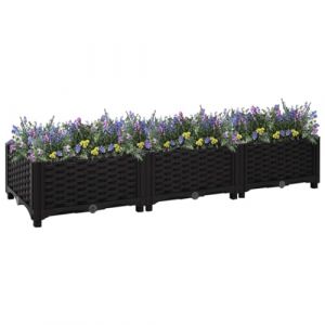 puraday Jardinière de Jardin 120x40x23 cm Noir Polypropylène Lit de Plantation Offre Suffisamment d’Espace Pot de Terrasse Balcon pour Plantes Légumes Herbes Aromates Fleurs (KK Department Store Studio, neuf)