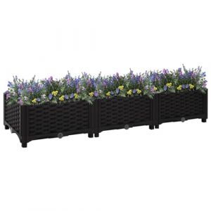 puraday Jardinière de Jardin 120x40x23 cm Noir Polypropylène Lit de Plantation Offre Suffisamment d’Espace Pot de Terrasse Balcon pour Plantes Légumes Herbes Aromates Fleurs (PURADAY STORE, neuf)