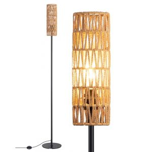 EDISHINE Lampadaire sur Pied Salon avec Abat-jour en Corde Tissée, E27 Ampoule LED 2700K Lumière Chaude Incluse, Interrupteur à Pédale, Lampe sur Pied Moderne pour Salon, Chambre, Bureau, 165 cm (DewenwilsDirect, neuf)