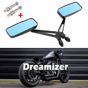 DREAMIZER 8mm 10mm R&eacute;troviseur Rectangulaire pour Moto, R&eacute;troviseur Lat&eacute;ral de Moto de Style R&eacute;tro Remplacement pour Bobber Sportster XL883 1200 48 Dyna Street Glide Softail Low Rider (DREAM AUTOPARTS, neuf)
