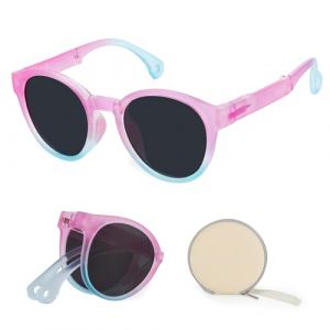 Hifot Pliable Polarisées Lunettes de soleil Enfant Anti UV400 Lunettes de Soleil Caoutchouc Flexible Lunettes de Sport et Étui à Lunettes Lingettes -3-12 ans Garçon et Fille (Bpeow eu, neuf)