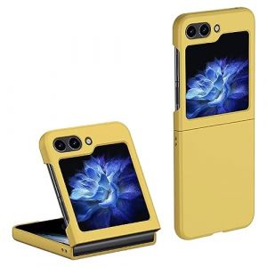 HONLEN Coque de T&eacute;l&eacute;phone Adapt&eacute;e pour Samsung Galaxy Z Flip5 / Samsung Galaxy Flip 5 2023 (6.7" inches), &Eacute;tui de T&eacute;l&eacute;phone en Silicone Rigide Anti Chute et Anti Rayures - Jaune (HONLEN, neuf)