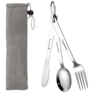Lot de 3 couverts de table,Couverts en Acier Inoxydable,avec Couteau, Cuill&egrave;re,Fourchette,couvert camping,boite a couvert transportable,couvert inox,pour les Voyages (GZLIBAIDZ-SHOP, neuf)