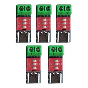 VOANZO Lot de 5 modules de Carte de d&eacute;clenchement USB-C PD PD/QC pour Charge Rapide USB Type-C vers Module d'amplification d'alimentation 5 V 9 V 12 V 20 V pour Charge &agrave; Grande Vitesse (VOANZO EU, neuf)