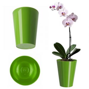 KADAX Pot de fleurs, cache-pot élégant pour orchidée, pot de plantes simple, pot de fleurs pour orchidée, orchidée Knabenkraut, marguerite, cache-pot pour cuisine et salon (⌀ 13cm, rond, vert) (KADAX, neuf)