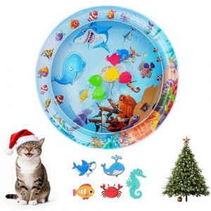 OSDUE Tapis Eau Chat,Tapis Jeu Chat Gonflable L'été d'eau Sensoriel Gonflable Épaissi Eveil Eau sur Le Thème De L'océan Jouet Interactif pour Chats et Chiens Cadeaux Noël(Requin) (Yunnli, neuf)