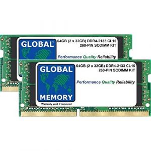 GLOBAL MEMORY 64Go (2 x 32Go) DDR4 2133MHz PC4-17000 260-PIN SODIMM MÉMOIRE RAM KIT pour Ordinateurs Portables (GLOBAL MEMORY, neuf)