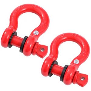 KATSU Tools Lot de 2 manilles de remorquage avec anneau en D de 7/8 po, 6,5 tonnes, pour treuil à sangle de remorquage, récupération de véhicule tout-terrain 4x4, rouge (AIMTools Ltd, neuf)