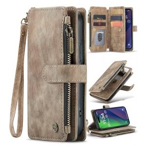 SeNool Coque Compatible avec iPhone 15, Premium PU Portefeuille &Eacute;tui Housse en Cuir [Fente pour Carte] [Stand Fonction], &Eacute;tui &agrave; Rabat Magn&eacute;tique Compatible avec iPhone 15 - Marron (SeNool EU, neuf)