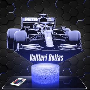 Lampe de chevet, Veilleuse Tactile Formule 1 F1 - V. Bottas Lampe 3D LED illusion, Idée cadeau Noël anniversaire garçon et fille Lampe de nuit chambre d'enfant ou adulte (Lampephoto-fr, neuf)