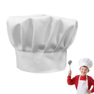 YUVKIN Bonnet de cuisinier professionnel, unisexe, r&eacute;glable, en coton, avec filet &agrave; cheveux, toque de cuisinier, charlotte cheveux cuisine (Blanc) (HerEdit, neuf)