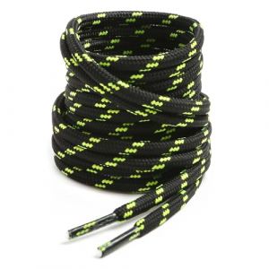 VSUDO 160 cm Lacets Chaussures de Travail et Bottes, Diam&egrave;tre 4mm Lacets Ronds Noir de Randonn&eacute;e, Robuste Cordon pour Bottes de Travail, S&eacute;curit&eacute; (1 Paire-Noir avec Point Vert N&eacute;on-160cm) (VSUTEK-EU, neuf)