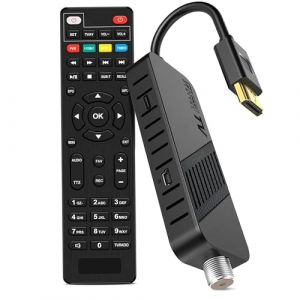 LEYF R&eacute;cepteur Satellite DVB-S2 Full HD 1080p HDMI TV Stick r&eacute;cepteur Satellite cach&eacute; derri&egrave;re la TV Affichage num&eacute;rique H265 HEVC Main 10 Bits T&eacute;l&eacute;commande Universelle 2 en 1 USB (LB GROUP, neuf)
