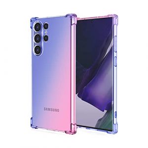 RankOne Coque de T&eacute;l&eacute;phone Convient pour Samsung Galaxy S23 Ultra (6.8" inches) Transparent TPU Silicone D&eacute;grad&eacute; de Couleur Case - Bleu Rose (Rankone, neuf)