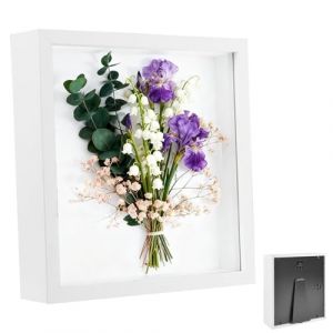 Cadre Photo 3D, Cadre Photo Profond &agrave; Remplir 20 x 25 cm, avec Plaque Acrylique Transparente, Cadre Objet 3D Profond 3cm, Cadre Profond Objet en Bois Cadre, pour Objets, Cadeau de Mariage,Blanc (Huamirra Eur, neuf)