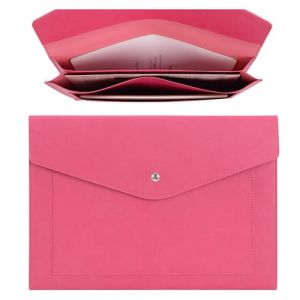 Wason Porte-documents A4 extensible en cuir PU avec grandes poches pour billets, papeterie, tablette et PC, travail, étude, voyage (rouge prune) (Wason eu, neuf)