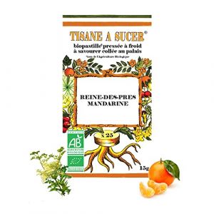 Bio Pastilles Tisane &agrave; Sucer Reine des Pr&eacute;s et Mandarine Bio - 15g - 25 pastilles (Clairenature, neuf)