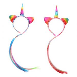 LIFKOME 2 Pièces Bandeau Licorne Bandeau Corne De Licorne Couvre-chef Licorne Accessoires Pour Cheveux De Festival Costume De Licorne Pour Enfants Coiffe De Licorne Cuir Artificiel (Lmposing, neuf)