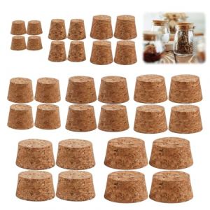 32 Pi&egrave;ces Bouchons en Li&egrave;ge Coniques,8 Taille Li&egrave;ge Naturels Coniques,Naturel Bouchon Conique R&eacute;utilisable Brun,Remplacement des Bouchons en Bois,pour Bi&egrave;re,Vin,Bouteilles en Verre,Bocaux Mason (Aruichi, neuf)