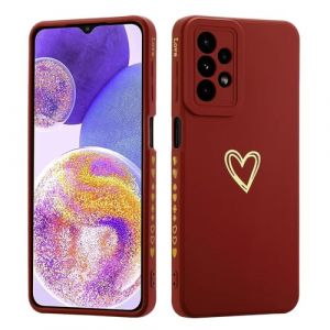 LENGRACE pour Samsung Galaxy A33 5G Motif Coeur d'amour Coque,Doré Mignon Étui Protection pour Femme Fille Silicone TPU Antichoc Coque-Bordeaux (NEINEI, neuf)