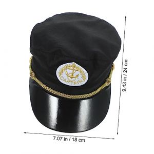 Beavorty Chapeau Marin Garçon Fille Coton pour Costume de Casquette Bateau Décorative et Accessoire de Déguisement Adolescent Noir (T Innovation·HX, neuf)