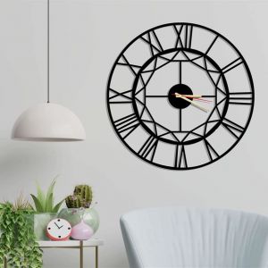 Dekory Horloge Murale en Métal Silencieuse, Pendule Murale de Style Industriel Vintage, Idéale pour Salon, Bureau, Chambre, Cuisine et Salle à Manger (60 x 60 cm, Azua) (Dekorywallart, neuf)