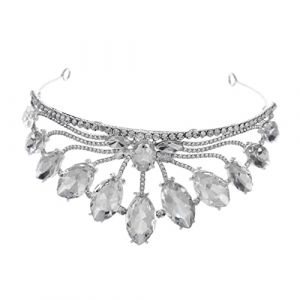 Vaguelly Couronne de strass marquise robe couronne de princesse princesse Diad&egrave;me de mari&eacute;e d&eacute;coration mariage diad&egrave;me d'anniversaire femme de &eacute;l&eacute;gante alliage (Bustling Xin, neuf)