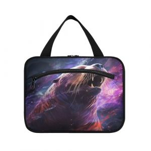 Linnyio Lion De Mer Violet Fantaisie Trousse de Toilette de Voyage Suspendue Maquillage,Grande Capacité Pliable Rangement Sacs de Lavage pour Femmes Filles (Linnyio, neuf)