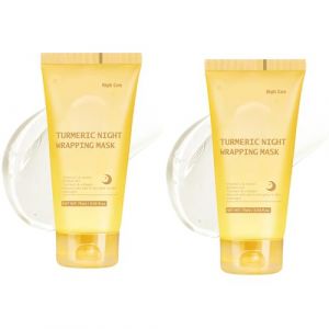 Turmeric Collagen Night Wrapping Mask, Turmeric Overnight Wrapping Peel Off Mask, Deep Hydrating Firming Gentle Skin Care, for All Skin Types, Overnight Wrapping Masks, 75ML (2 Packs) (Hanyia EU, neuf)