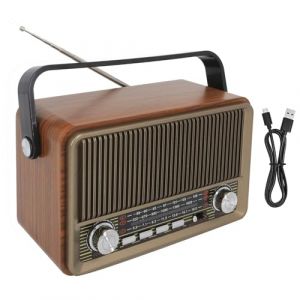 Poste Radio Vintage Retro, AM/FM/SW Poste Radio Portable Rechargeable avec Batterie 1800mAh, Radio Bluetooth Supports USB/TF/AUX Function, Radio Nostalgie pour Cuisine, Chambre, Bureau (IKSETERATA, neuf)