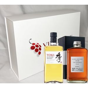 VINADDICT Coffret Cadeau Premium, Whisky Japonais Nikka From The Barrel 50cl et Suntory Toki 70cl, Coffret Blanc Aimanté, Collection Spiritueux (Vinaddict, neuf)