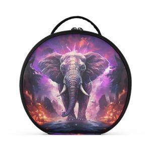 Éléphant De Feu Abstrait Violet Créativité Trousse Sac Cosmétique Circulaire de Maquillage Pochette Sacs avec Cloisons Amovibles pour Voyage Filles (HULAHULA, neuf)