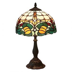 Uziqueif Lampe &agrave; Poser Style Tiffany, 12 inch Lampe Tiffany, Lampe de Chevet pour Salon, Abat Jour Verre color&eacute;, Lampe de Table Art d&eacute;co,Vintage, avec Ampoule,C (Uziqueif home decoration, neuf)