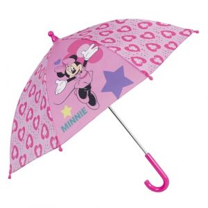 Parapluie Minnie Mouse Manuel Fille 3 4 5 Ans - Parapluie Enfant Solide Disney Rose Violet - Petit Parapluie Long Resistant au Vent Fillette - Overture Manuelle de S&eacute;curite - Diam&egrave;tre 66 cm (Magenta) (PERLETTI, neuf)