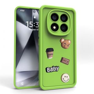 PanXCase Coque pour Xiaomi Redmi Note 15 Pro 5G - &Eacute;tui 3D Ourson Sourire Motif D&eacute;sign Cute Silicone, Protection Cam&eacute;ra Filles Femmes Antichoc Housse (Green) (PanXuan, neuf)