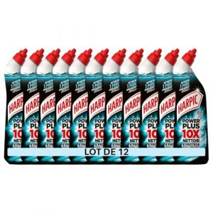 Harpic - Lot de 12 Gels WC Power Plus nettoyant surpuissant taches tenaces - nettoyant WC antibact&eacute;rien - efficace sans brosse - 750ml (Pennguin-FR-Home, neuf)