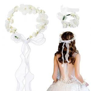 Couronne De Fleurs,Couronne De Fleurs Blanche,Bandeau Fleur Cheveux Mariage,Couronne de Fleurs Mariée,Couronne De Fleurs Pour Cheveux,Couronne De Fleurs Boheme,Couronne De Fleurs Mariage (B) (Glücksbambus, neuf)