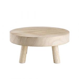 Support de Plante en Bois Vintage, Présentoir de Tabouret Rond Surélevé en Bois, Support de Pot de Fleur Décoratif Multifonctionnel Intérieur Extérieur pour la Maison, Décoration de(Blanc/M) (BOLONIYA, neuf)