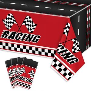 APUXXJUPA 4 Pcs Racing Car Table nappes - Nappes rectangulaires &agrave; Carreaux pour Race Car Party Supplies Boys Baby Shower, 130 x 220 cm (APUMY US, neuf)